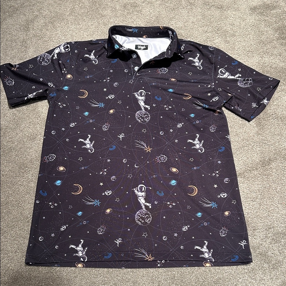Kids' Navy Astronaut Print Polo Shirt